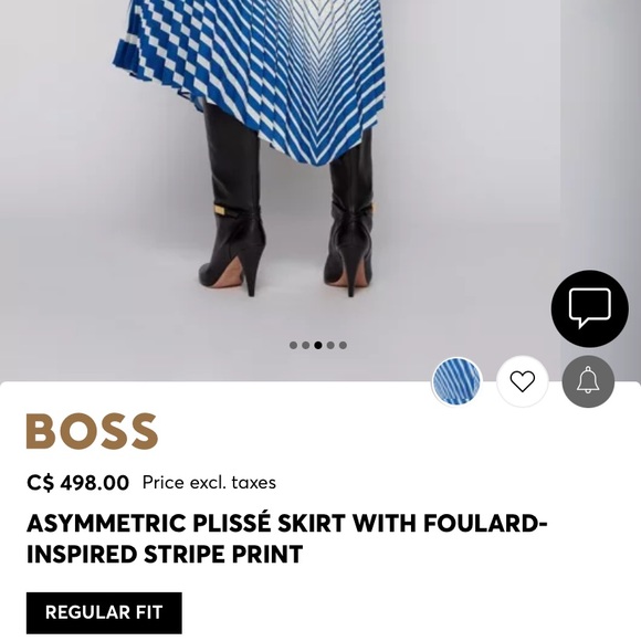 HUGO BOSS ASYMMETRIC PLISSÉ SKIRT WITH FOULARD-INSPIRED STRIPE PRINT - Picture 7 of 7